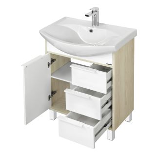 Тумба под раковину Акватон Рико 65см белый/ясень фабрик 1A213301RIB90